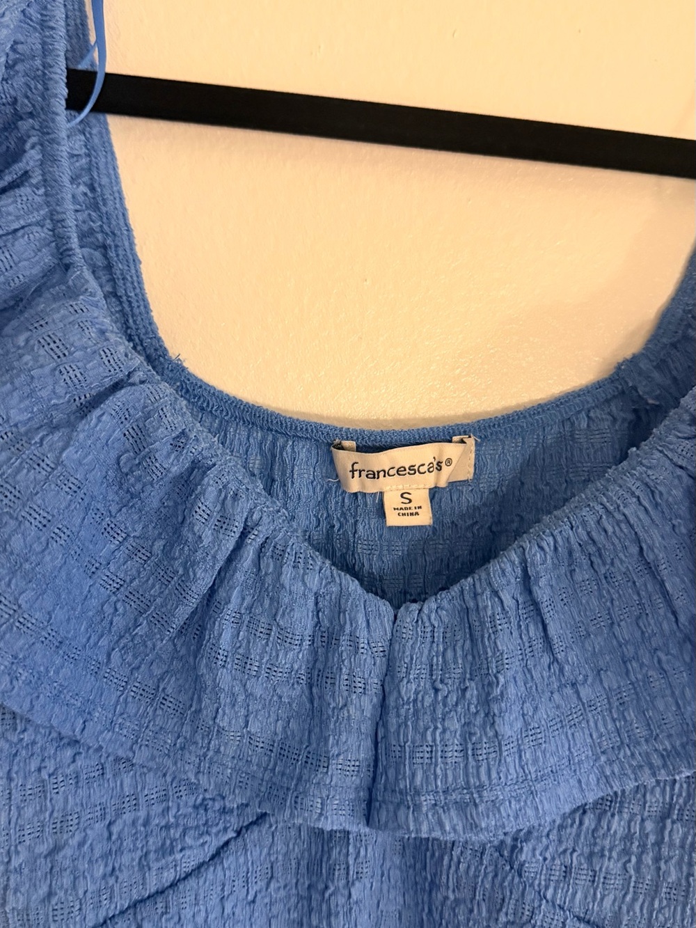 Francesca's Collections Blue Ruffle One-Piece - Picture 3 of 3